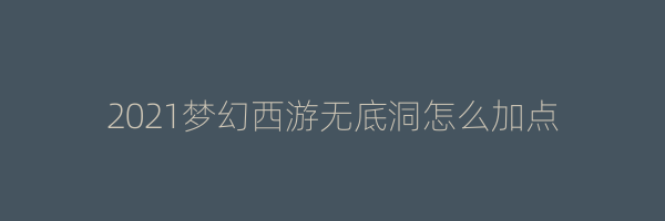 2021梦幻西游无底洞怎么加点