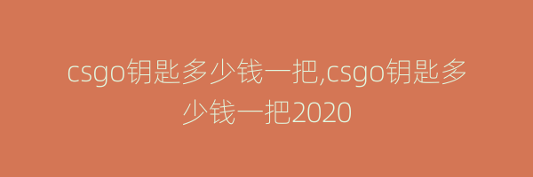 csgo钥匙多少钱一把,csgo钥匙多少钱一把2020