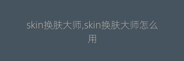 skin换肤大师,skin换肤大师怎么用