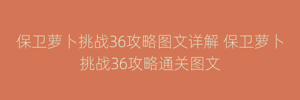 保卫萝卜挑战36攻略图文详解 保卫萝卜挑战36攻略通关图文