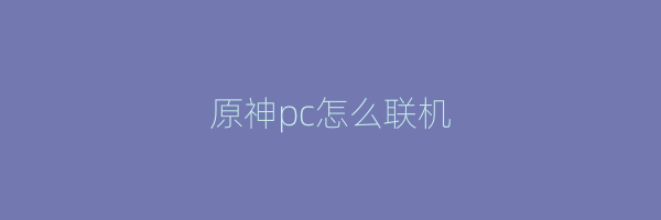 原神pc怎么联机