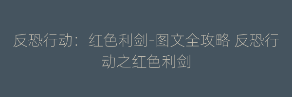 反恐行动：红色利剑-图文全攻略 反恐行动之红色利剑