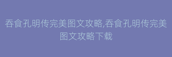 吞食孔明传完美图文攻略,吞食孔明传完美图文攻略下载