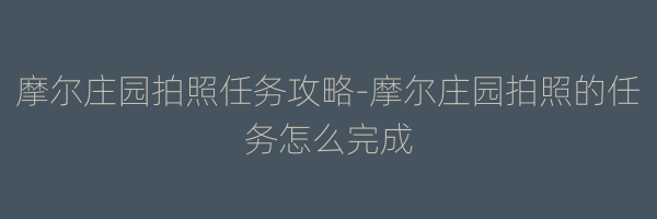 摩尔庄园拍照任务攻略-摩尔庄园拍照的任务怎么完成