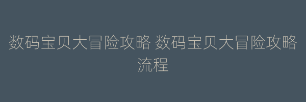 数码宝贝大冒险攻略 数码宝贝大冒险攻略流程