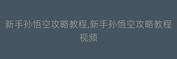 新手孙悟空攻略教程,新手孙悟空攻略教程视频