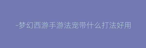 -梦幻西游手游法宠带什么打法好用