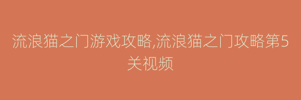 流浪猫之门游戏攻略,流浪猫之门攻略第5关视频