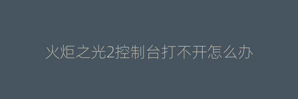 火炬之光2控制台打不开怎么办