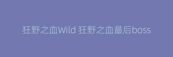 狂野之血Wild 狂野之血最后boss