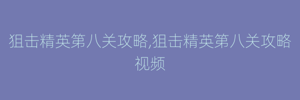 狙击精英第八关攻略,狙击精英第八关攻略视频