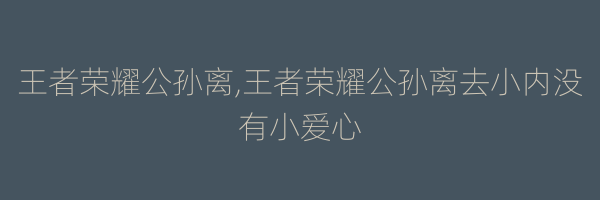 王者荣耀公孙离,王者荣耀公孙离去小内没有小爱心