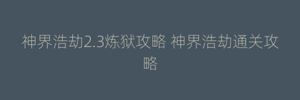 神界浩劫2.3炼狱攻略 神界浩劫通关攻略