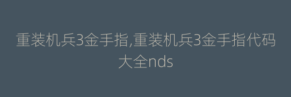 重装机兵3金手指,重装机兵3金手指代码大全nds