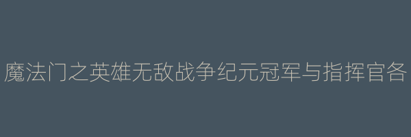 魔法门之英雄无敌战争纪元冠军与指挥官各