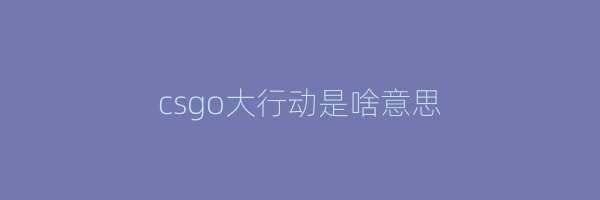 csgo大行动是啥意思