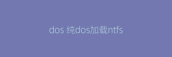 dos 纯dos加载ntfs