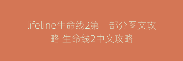 lifeline生命线2第一部分图文攻略 生命线2中文攻略