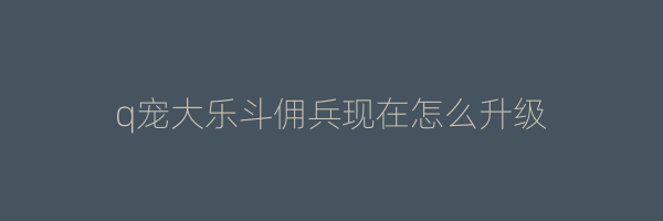 q宠大乐斗佣兵现在怎么升级