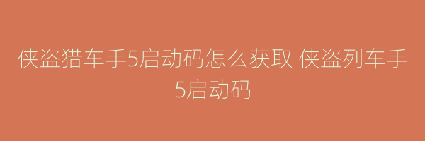 侠盗猎车手5启动码怎么获取 侠盗列车手5启动码