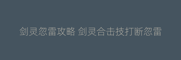 剑灵忽雷攻略 剑灵合击技打断忽雷