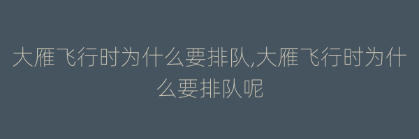 大雁飞行时为什么要排队,大雁飞行时为什么要排队呢