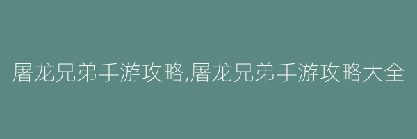 屠龙兄弟手游攻略,屠龙兄弟手游攻略大全