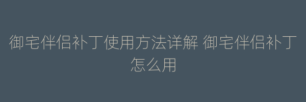 御宅伴侣补丁使用方法详解 御宅伴侣补丁怎么用