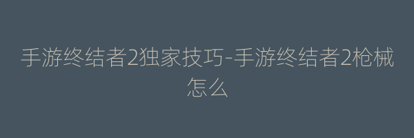 手游终结者2独家技巧-手游终结者2枪械怎么