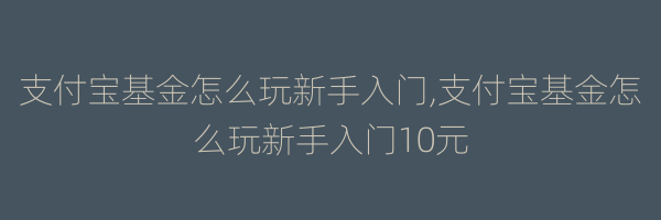 支付宝基金怎么玩新手入门,支付宝基金怎么玩新手入门10元