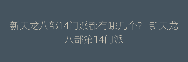 新天龙八部14门派都有哪几个？ 新天龙八部第14门派