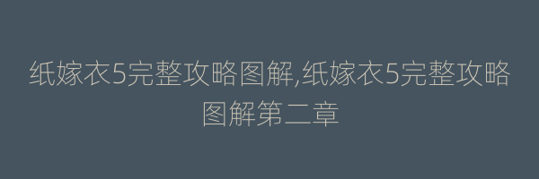 纸嫁衣5完整攻略图解,纸嫁衣5完整攻略图解第二章