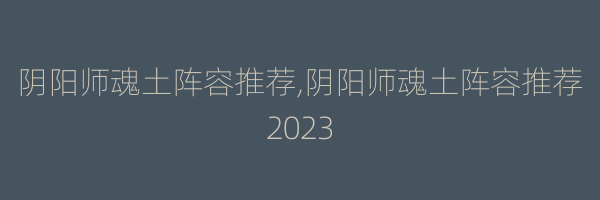 阴阳师魂土阵容推荐,阴阳师魂土阵容推荐2023