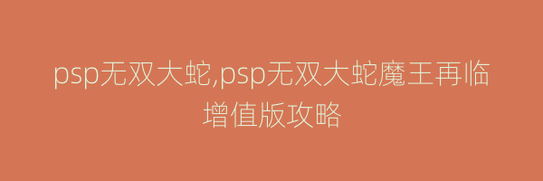 psp无双大蛇,psp无双大蛇魔王再临增值版攻略