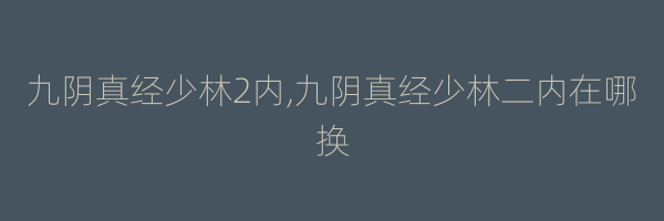 九阴真经少林2内,九阴真经少林二内在哪换