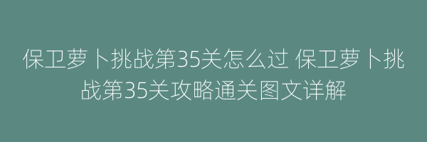 保卫萝卜挑战第35关怎么过 保卫萝卜挑战第35关攻略通关图文详解