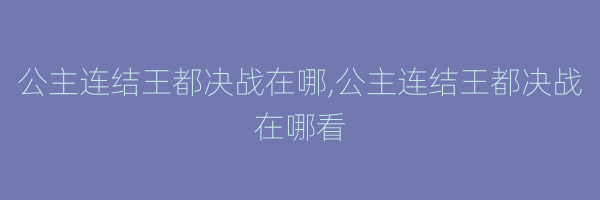 公主连结王都决战在哪,公主连结王都决战在哪看