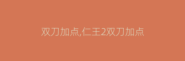 双刀加点,仁王2双刀加点