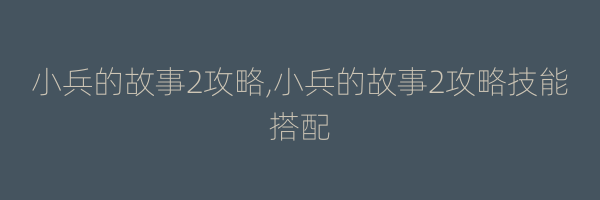 小兵的故事2攻略,小兵的故事2攻略技能搭配