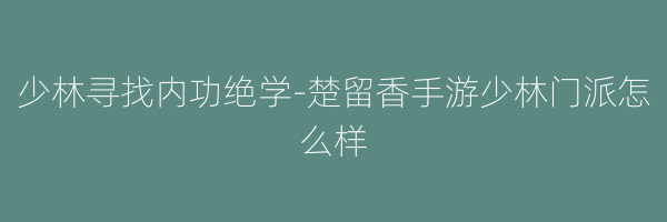 少林寻找内功绝学-楚留香手游少林门派怎么样