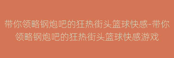 带你领略钢炮吧的狂热街头篮球快感-带你领略钢炮吧的狂热街头篮球快感游戏