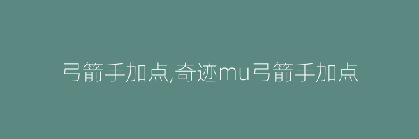 弓箭手加点,奇迹mu弓箭手加点