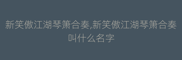 新笑傲江湖琴箫合奏,新笑傲江湖琴箫合奏叫什么名字