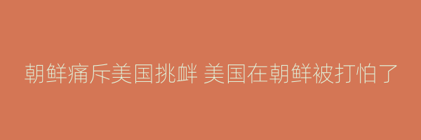 朝鲜痛斥美国挑衅 美国在朝鲜被打怕了