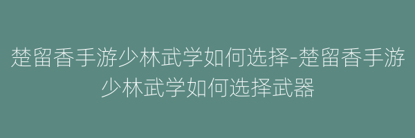 楚留香手游少林武学如何选择-楚留香手游少林武学如何选择武器