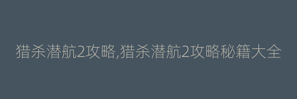 猎杀潜航2攻略,猎杀潜航2攻略秘籍大全