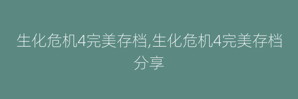 生化危机4完美存档,生化危机4完美存档分享