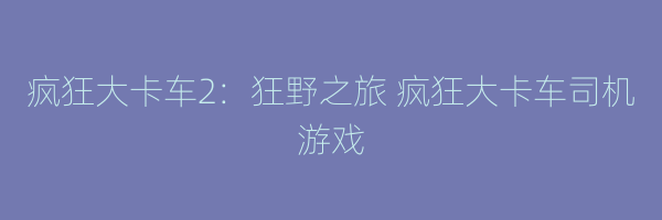 疯狂大卡车2：狂野之旅 疯狂大卡车司机游戏