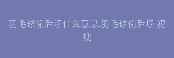 羽毛球偷后场什么意思,羽毛球偷后场 犯规