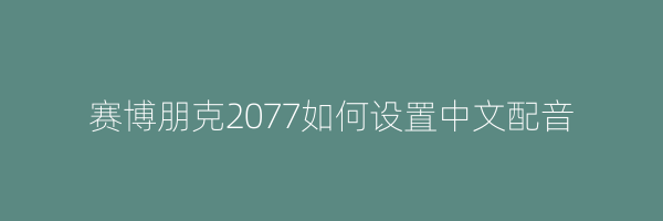 赛博朋克2077如何设置中文配音